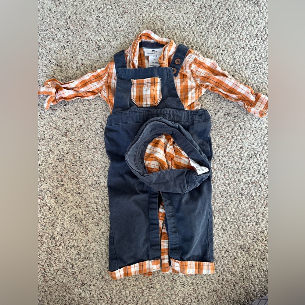 Tommy Bahama 6-9 mo boys overall set with matching pappy hat